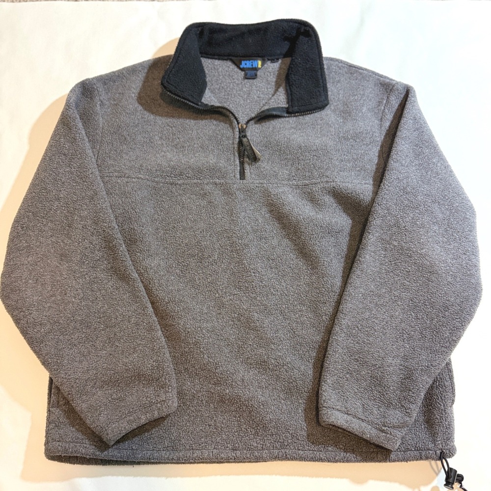 J.Crew Sport Fleece Pullover Mens Large Gray 90s Vintage Quarter Zip Made in USA